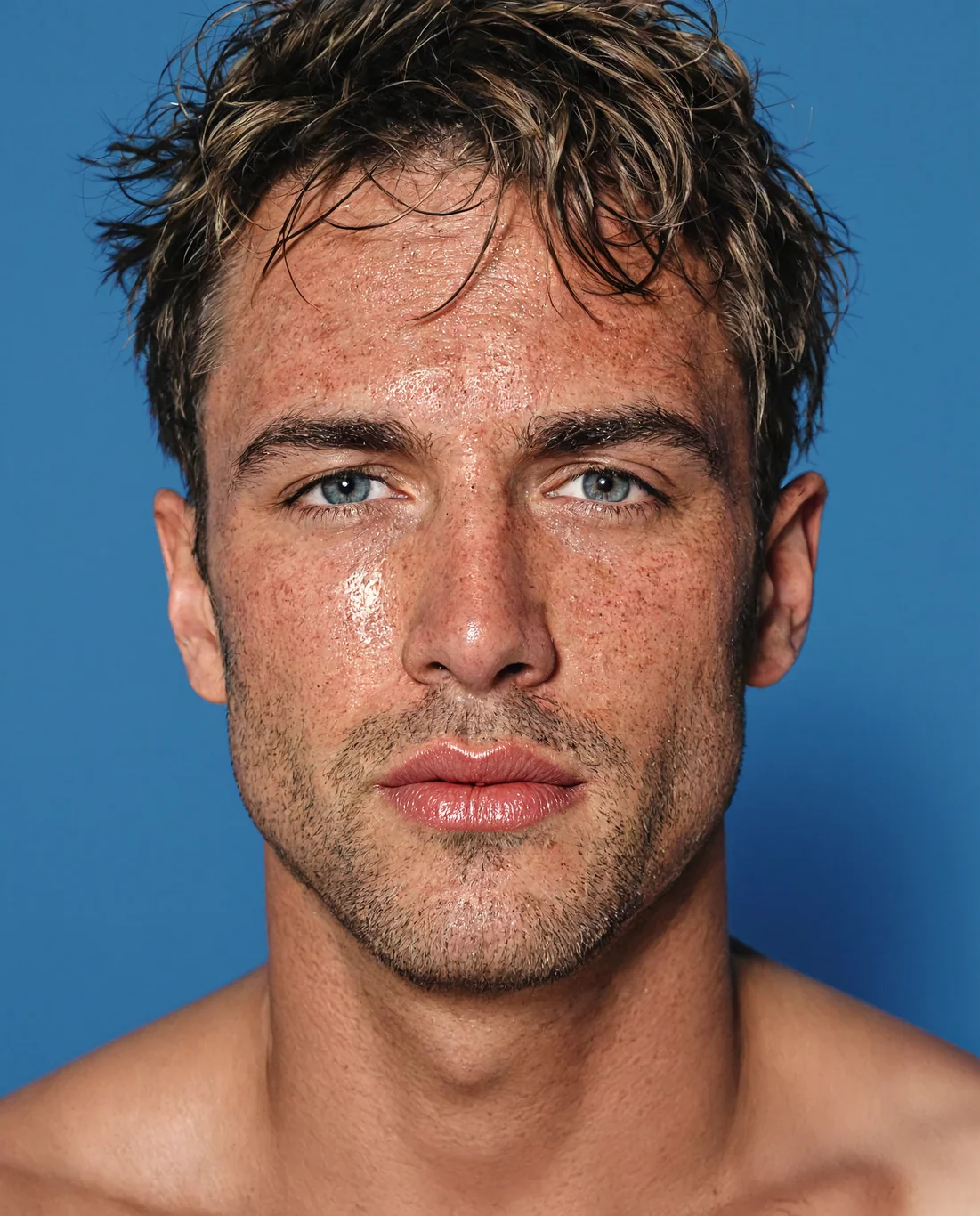 Close masculino, textura de pele